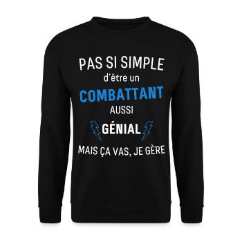 Combattant Génial - Sweat-shirt Unisexe - noir - Devant - Alina (178cm) & Michal (187cm)