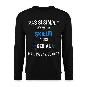 Awesome Skier T-Shirt - Unisex Sweatshirt - black - Front - Alina (178cm) & Michal (187cm)