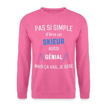 Tolles Skifahrer T-Shirt - Unisex Pullover - Pink - Vorne
