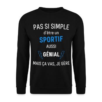 T-shirt Sportif Génial - Sweat-shirt Unisexe - noir - Devant - Alina (178cm) & Michal (187cm)