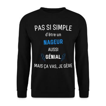 Tolles Schwimmer-T-Shirt - Unisex Pullover - Schwarz - Vorne - Alina (178cm) & Michal (187cm)