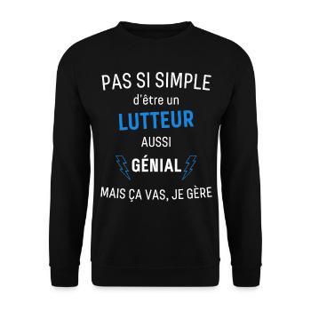T-shirt Lutteur Génial - Sweat-shirt Unisexe - noir - Devant - Alina (178cm) & Michal (187cm)