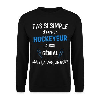 Hockeyeur Génial - Sweat-shirt Unisexe - noir - Devant - Alina (178cm) & Michal (187cm)