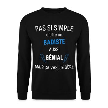 Badiste Génial - Sweat-shirt Unisexe - noir - Devant - Alina (178cm) & Michal (187cm)