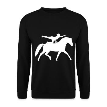 Voltigier Pferde Pferdesport Voltigieren - Unisex Pullover - Schwarz - Vorne - Alina (178cm) & Michal (187cm)