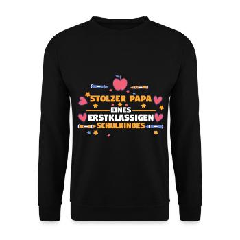 Schulkind Papa Schüler Schulanfang Vater Einschulu - Unisex Pullover - Schwarz - Vorne - Alina (178cm) & Michal (187cm)