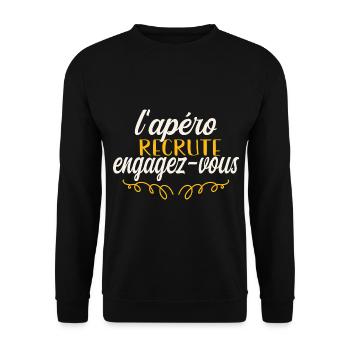 apéro recrute engagez vous - Sweat-shirt Unisexe - noir - Devant - Alina (178cm) & Michal (187cm)