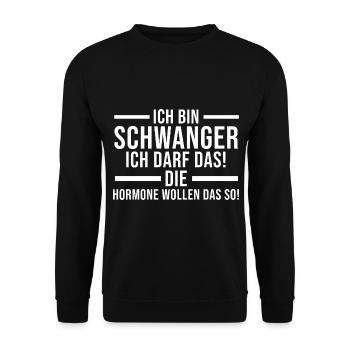 Mutter Schwangerschaft Schwanger Werdende Mama - Unisex Pullover - Schwarz - Vorne - Alina (178cm) & Michal (187cm)