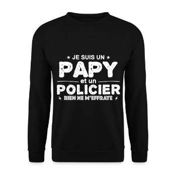 je suis un papy policier cadeau pour mon papy !! - Sweat-shirt Unisexe - noir - Devant - Alina (178cm) & Michal (187cm)