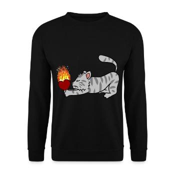 Heart fiery cat Dear cat owner cat cat cat cat - Unisex Sweatshirt - black - Front - Alina (178cm) & Michal (187cm)