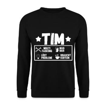 Tim - Unisex Pullover - Schwarz - Vorne - Alina (178cm) & Michal (187cm)