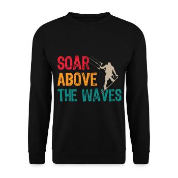 Kiteboarder Schweben Über Wellen Kitesurfen Surfer - Unisex Pullover - Schwarz - Vorne - Alina (178cm) & Michal (187cm)