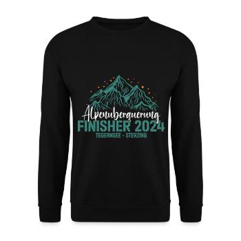 Alpenüberquerung 2024 Tegernsee Sterzing Pilgerweg - Unisex Pullover - Schwarz - Vorne - Alina (178cm) & Michal (187cm)