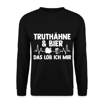 Bier Truthuhn Truthahn - Unisex Pullover - Schwarz - Vorne - Alina (178cm) & Michal (187cm)