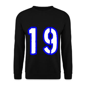 19 Zahl Symbol - Unisex Pullover - Schwarz - Vorne - Alina (178cm) & Michal (187cm)