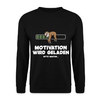 Motivation wird geladen Faultier Faultiermotiv - Unisex Pullover - Schwarz - Vorne - Alina (178cm) & Michal (187cm)
