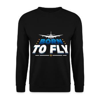 Born to Fly Flugzeug - Unisex Pullover - Schwarz - Vorne - Alina (178cm) & Michal (187cm)