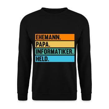 Papa Vater Informatik Programmierer Informatiker - Unisex Pullover - Schwarz - Vorne - Alina (178cm) & Michal (187cm)