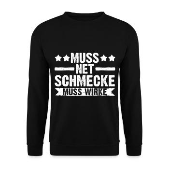 Muss Net Schmecke Muss Wirke Fitness - Unisex Pullover - Schwarz - Vorne - Alina (178cm) & Michal (187cm)