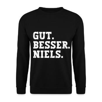 Gut Besser Niels Lustiger Spruch Name Niels - Unisex Pullover - Schwarz - Vorne - Alina (178cm) & Michal (187cm)