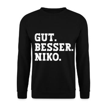 Gut Besser Niko Lustiger Spruch Name Niko - Unisex Pullover - Schwarz - Vorne - Alina (178cm) & Michal (187cm)