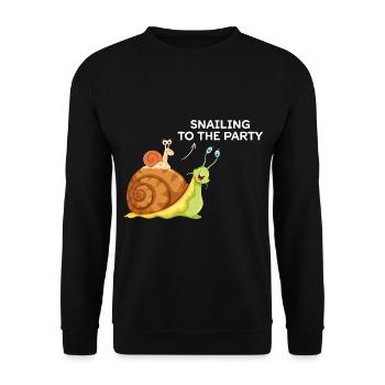 Snail lover snailing to party sluggish - Unisex Sweatshirt - black - Front - Alina (178cm) & Michal (187cm)