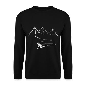 Apres Ski am Berg von Skischule und Tiefschnee - Unisex Pullover - Schwarz - Vorne - Alina (178cm) & Michal (187cm)