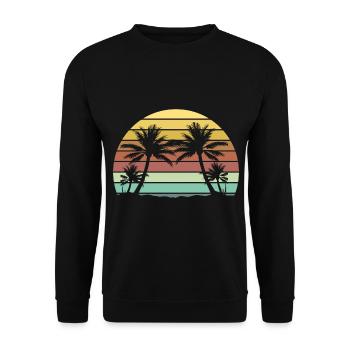 Palm - Palm trees - Beach - Unisex Sweatshirt - black - Front - Alina (178cm) & Michal (187cm)