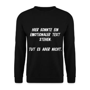 Hier könnte ein Emotionaler Text stehen - Unisex Pullover - Schwarz - Vorne - Alina (178cm) & Michal (187cm)