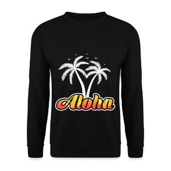 Aloha Vacation Hawaii Travel Trip Ocean Island - Unisex Sweatshirt - black - Front - Alina (178cm) & Michal (187cm)