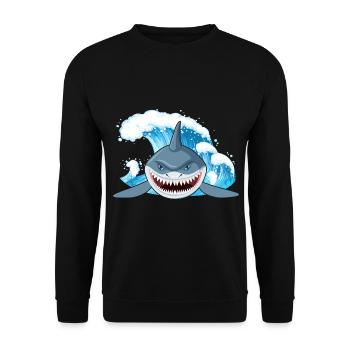 I Love Sharks - Unisex Pullover - Schwarz - Vorne - Alina (178cm) & Michal (187cm)