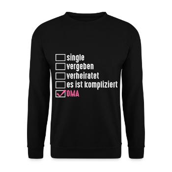 Großmutter Großmama Omi Oma - Unisex Pullover - Schwarz - Vorne - Alina (178cm) & Michal (187cm)