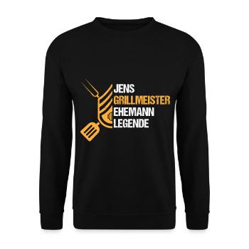 Grillmeister Jens - Unisex Pullover - Schwarz - Vorne - Alina (178cm) & Michal (187cm)