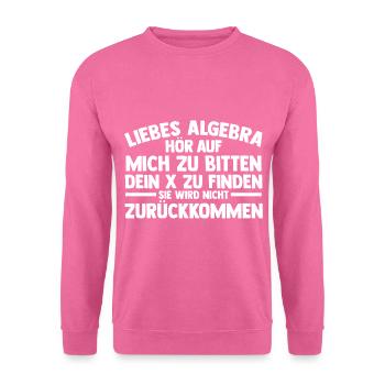Mathematik Mathe Rechnen Algebra - Unisex Pullover - Pink - Vorne