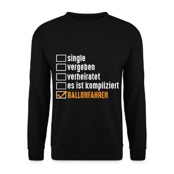 Ballonfahren Luftfahrt Ballonfahrer Heißluftballon - Unisex Pullover - Schwarz - Vorne - Alina (178cm) & Michal (187cm)