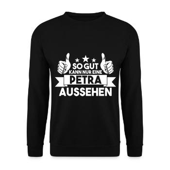 Name Petra - Unisex Pullover - Schwarz - Vorne - Alina (178cm) & Michal (187cm)
