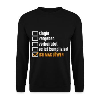 Löwe Löwen - Unisex Pullover - Schwarz - Vorne - Alina (178cm) & Michal (187cm)