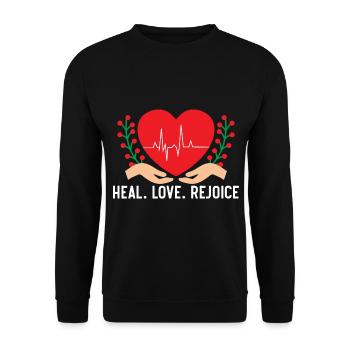 Guérir l’amour Réjouissez-vous Soins infirmiers Malades médicaux - Sweat-shirt Unisexe - noir - Devant - Alina (178cm) & Michal (187cm)