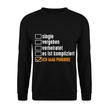 Pinguin - Unisex Pullover - Schwarz - Vorne - Alina (178cm) & Michal (187cm)