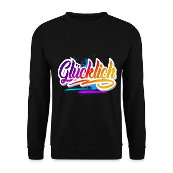 Glücklich - Unisex Pullover - Schwarz - Vorne - Alina (178cm) & Michal (187cm)