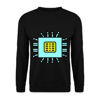 Digital Computer Chip Icon - Unisex Pullover - Schwarz - Vorne - Alina (178cm) & Michal (187cm)