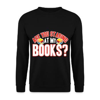 Are You Staring At My Books Funny Book - Unisex Sweatshirt - black - Front - Alina (178cm) & Michal (187cm)