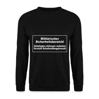 Bundeswehrsoldat Geschenk - Unisex Pullover - Schwarz - Vorne - Alina (178cm) & Michal (187cm)
