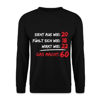 60. Geburtstag Männer Frauen Geschenk - Unisex Pullover - Schwarz - Vorne - Alina (178cm) & Michal (187cm)
