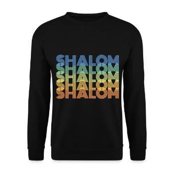 Retro Vintage Shalom Jüdische Weihnachtsgeschenke - Unisex Pullover - Schwarz - Vorne - Alina (178cm) & Michal (187cm)