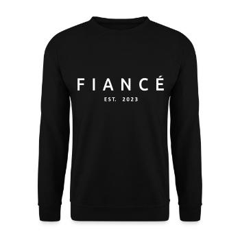 Fiancé Est. 2023 Engagement Gift Groom's Wedding - Unisex Sweatshirt - black - Front - Alina (178cm) & Michal (187cm)