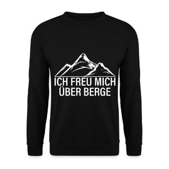 Ich freu mich über Berge - Unisex Pullover - Schwarz - Vorne - Alina (178cm) & Michal (187cm)