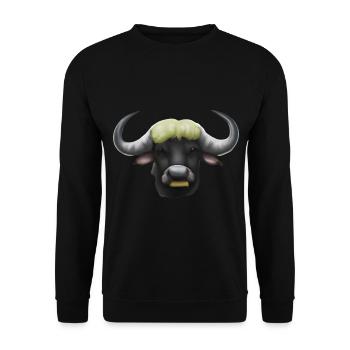 Cute drawn buffalo - Unisex Sweatshirt - black - Front - Alina (178cm) & Michal (187cm)