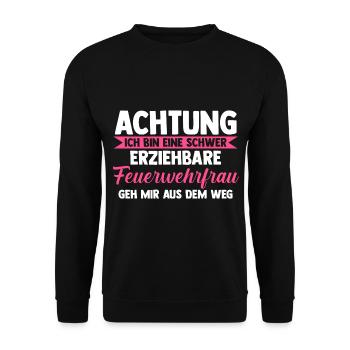 Feuerwehr Feuerwehrfrau - Unisex Pullover - Schwarz - Vorne - Alina (178cm) & Michal (187cm)