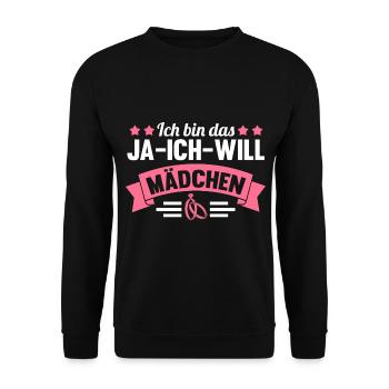 Braut Junggesellenabschied Junggesellinnenabschied - Unisex Pullover - Schwarz - Vorne - Alina (178cm) & Michal (187cm)